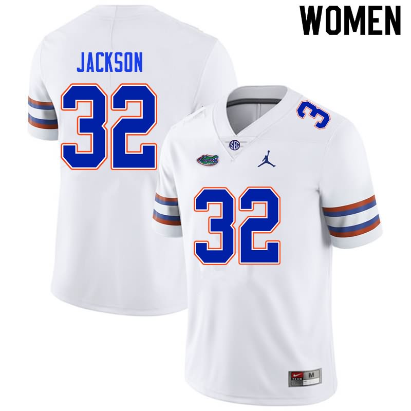 NCAA Florida Gators N'Jhari Jackson Women's #32 Nike White Stitched Authentic College Football Jersey MUK3164JS
